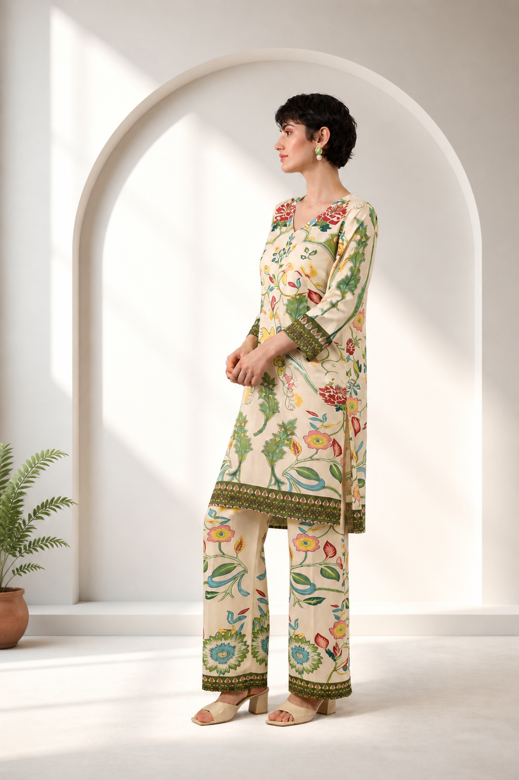 D'MAYE Ivory Garden Printed Coord Set