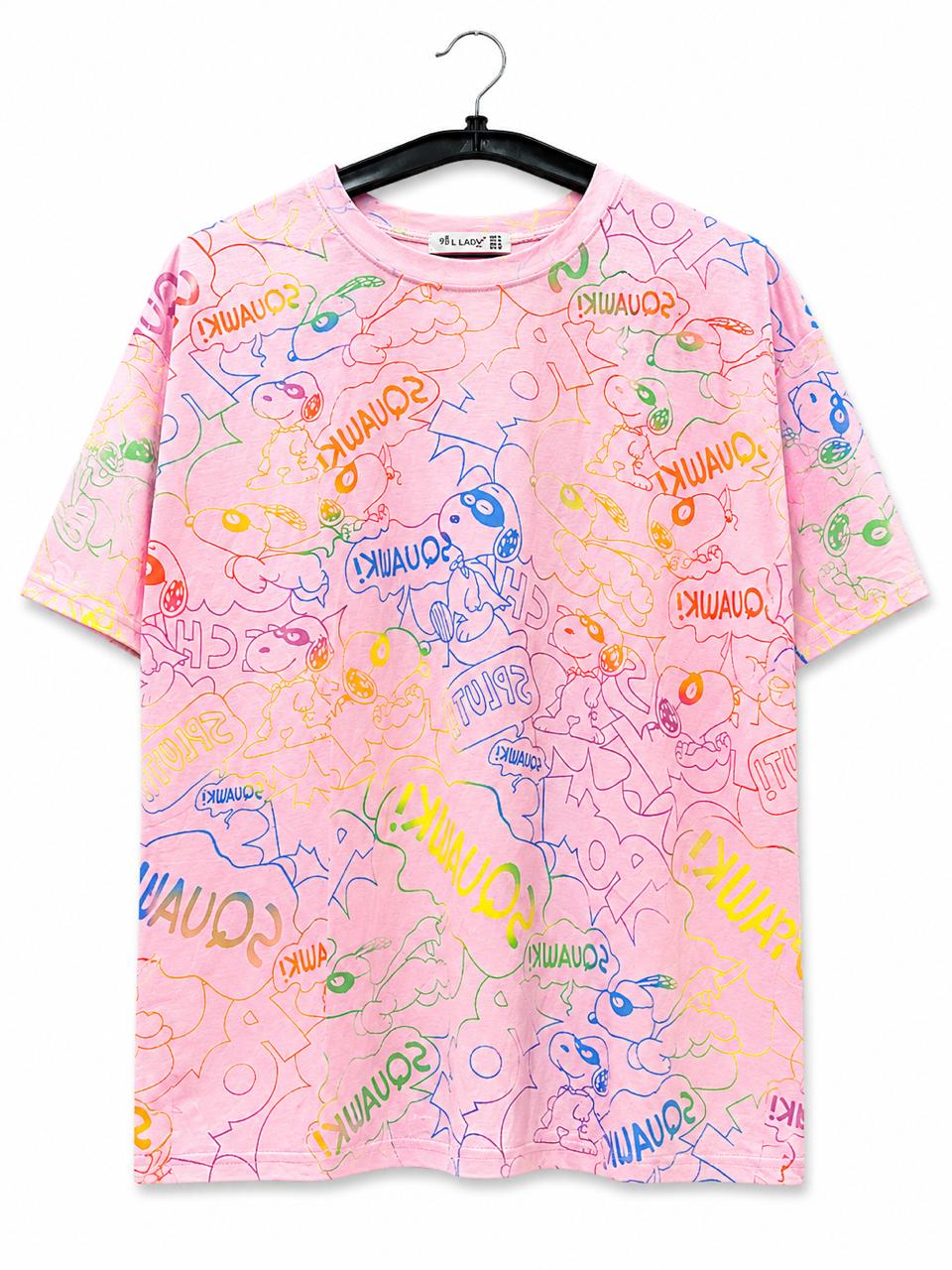 Oversized Cartoon Graffiti Printed T-Shirt for Women | Korean Streetwear Tee