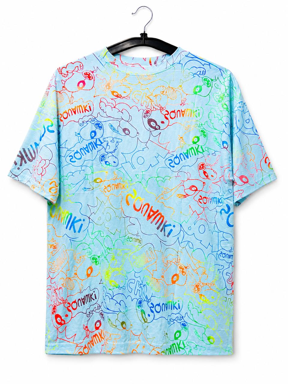 Oversized Cartoon Graffiti Printed T-Shirt for Women | Korean Streetwear Tee