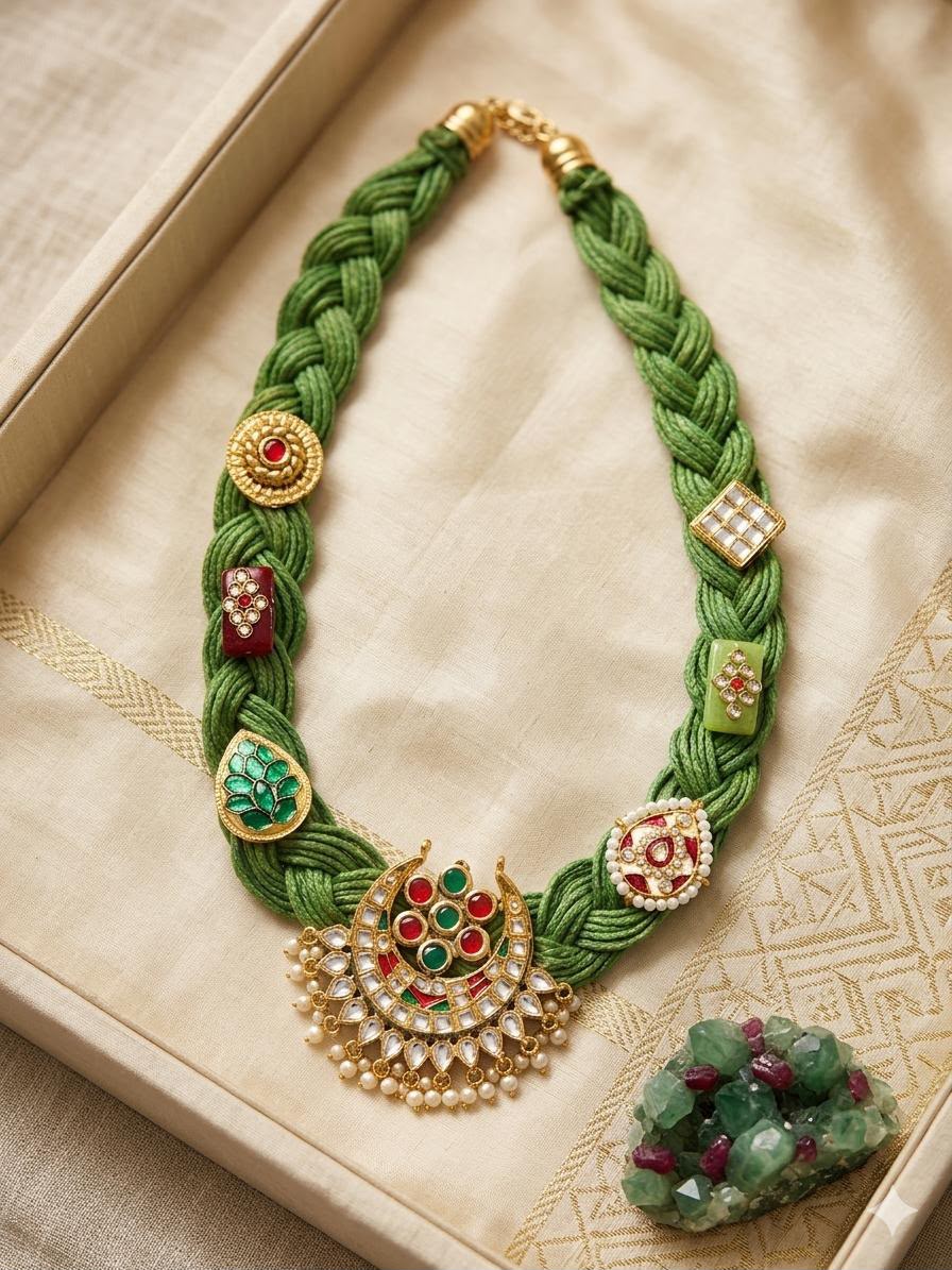 Jute Braided Statement Necklace for Women