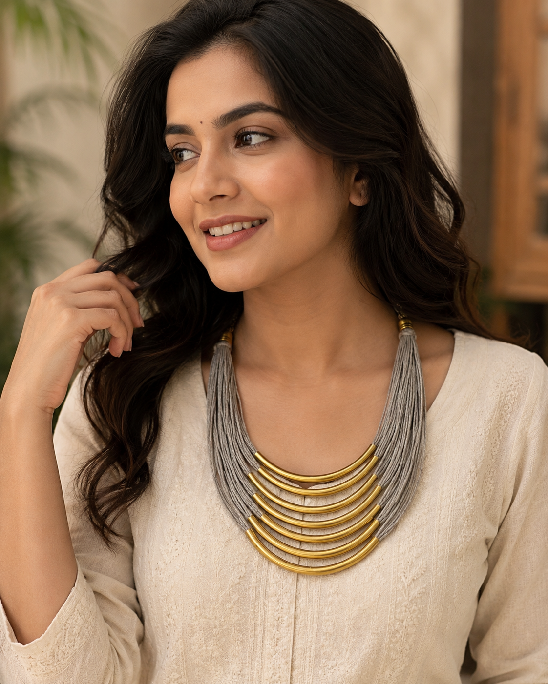 Handcrafted Jute Statement Necklace for Women